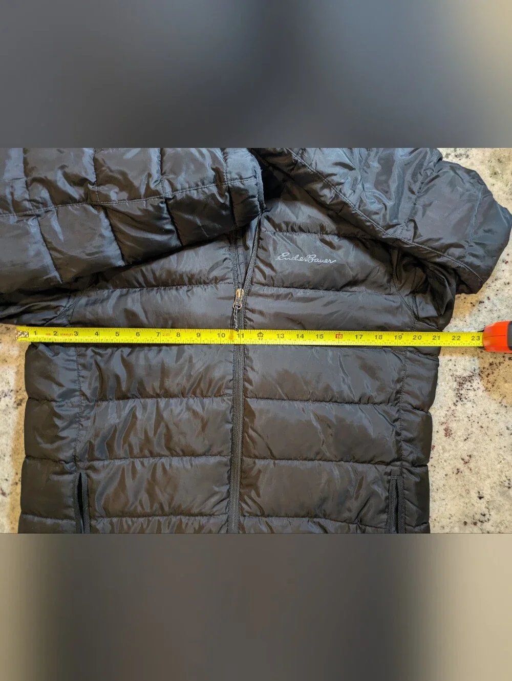 Eddie Bauer Microlight 650 Down Puffer Jacket Men's Small Black Packable